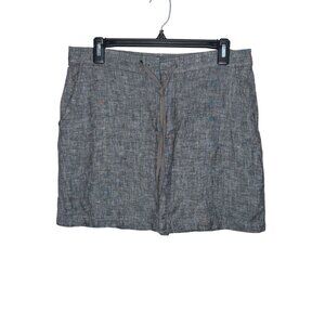 Max Studio 100% Linen Charcoal Gray Drawstring Mini Skirt w/ Pockets Size Medium
